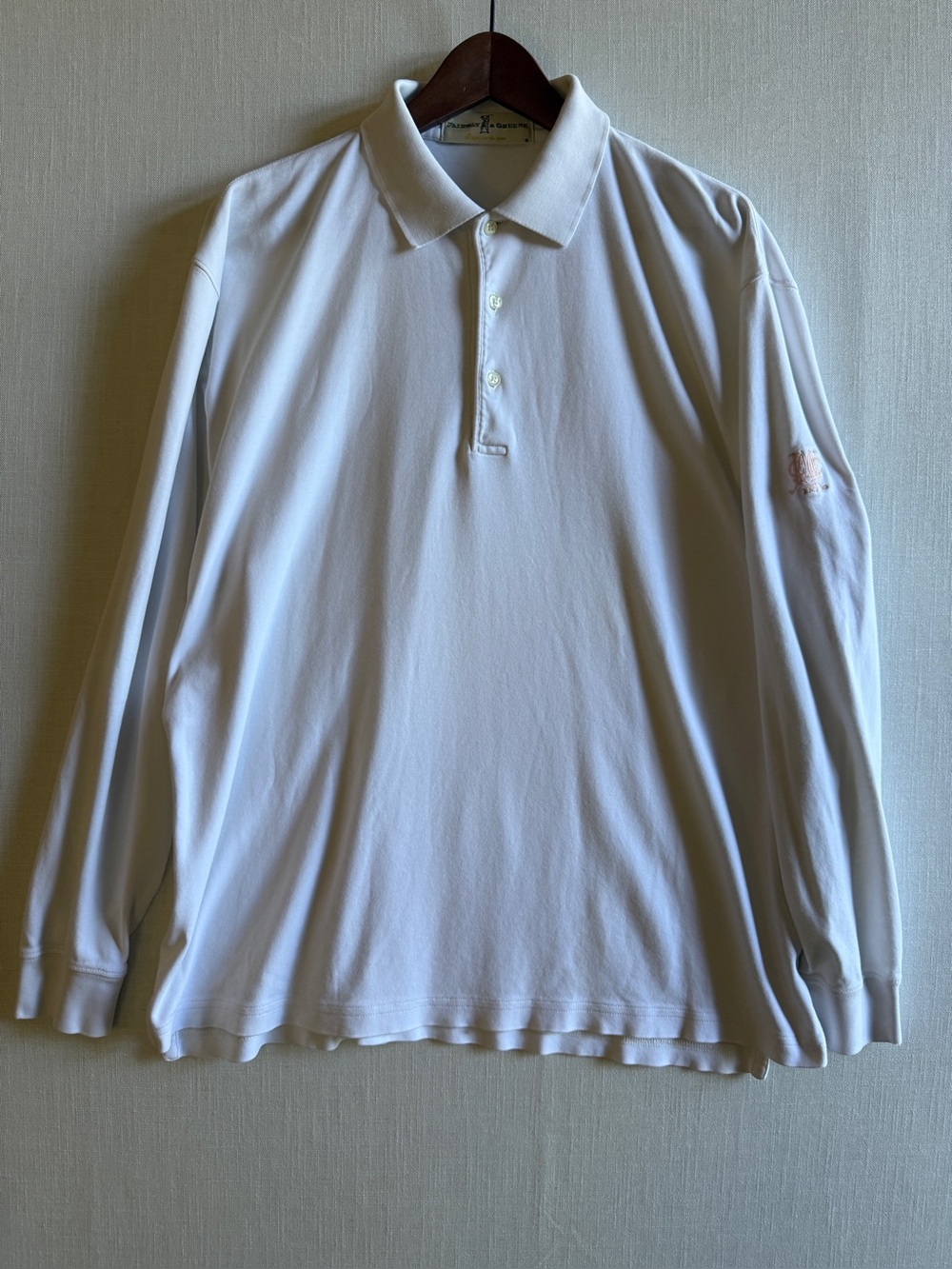 Fairway & Greene 100% Pima Cotton White Long Sleeve Polo L